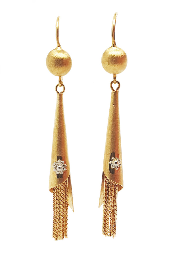 Buy Yellow Beads Long Tassel Dangler Earrings by House of D'oro Online at  Aza Fashions.